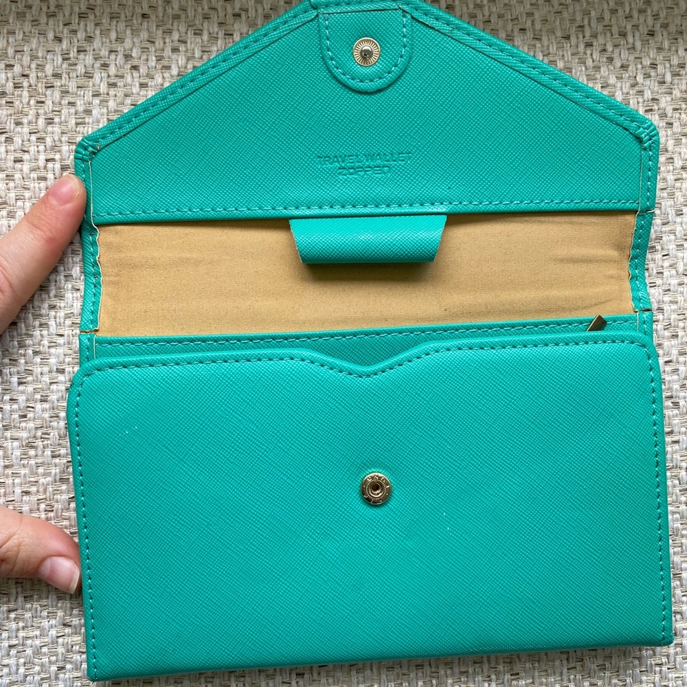 Teal Rfid Blocker Passport Holder Travel WalletComboTri-fold Travel Essential